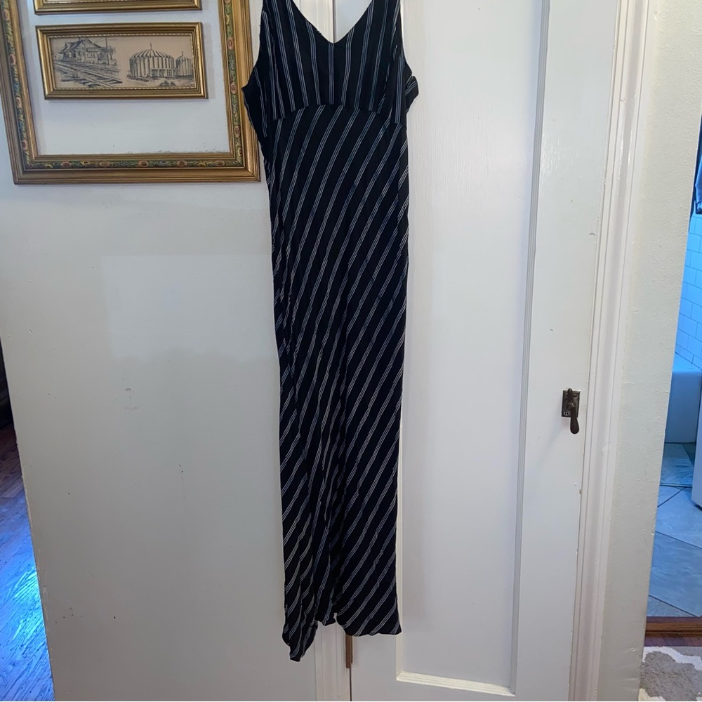 Vintage Betsey Johnson Black and Blue Gray Striped Dress